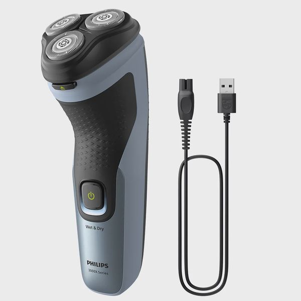 Barbeador Elétrico Philips ComfortCut Azul-celeste Bivolt 27 Lâminas 4D Molhado e Seco Barbeador Elétrico Philips Comfort Cut - X306300
