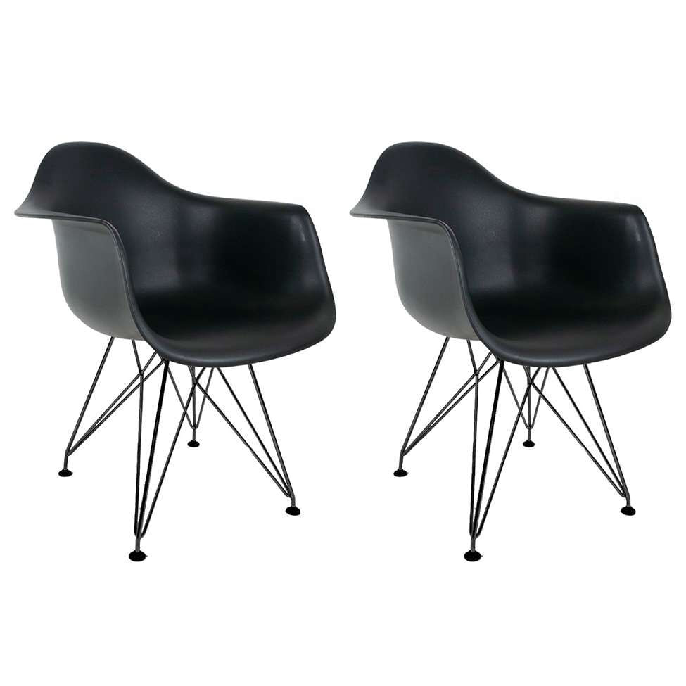 Conjunto com 2 Cadeiras Eiffel Preto