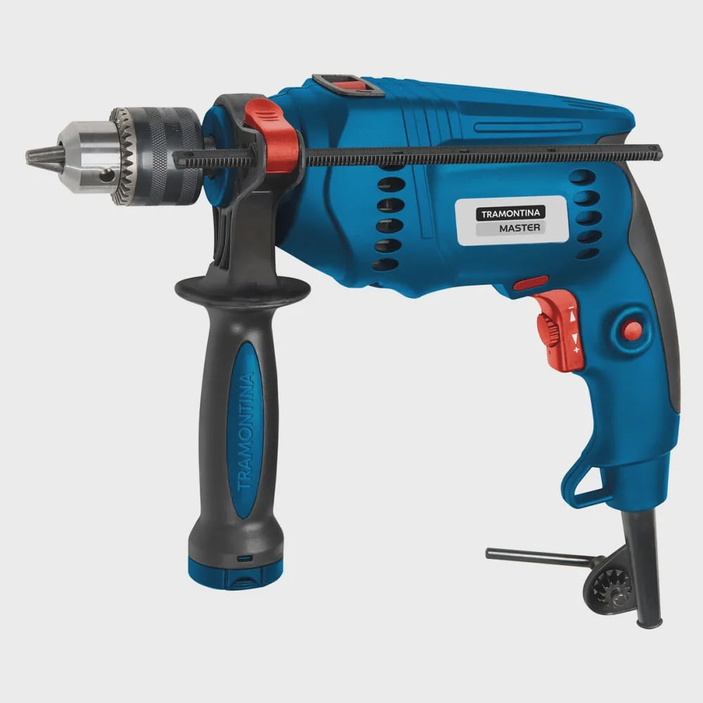 Furadeira de Impacto Tramontina 1/2 Uso Profissional Empunhadura Auxiliar e Sistema de Reversão Azul – 127 Volts