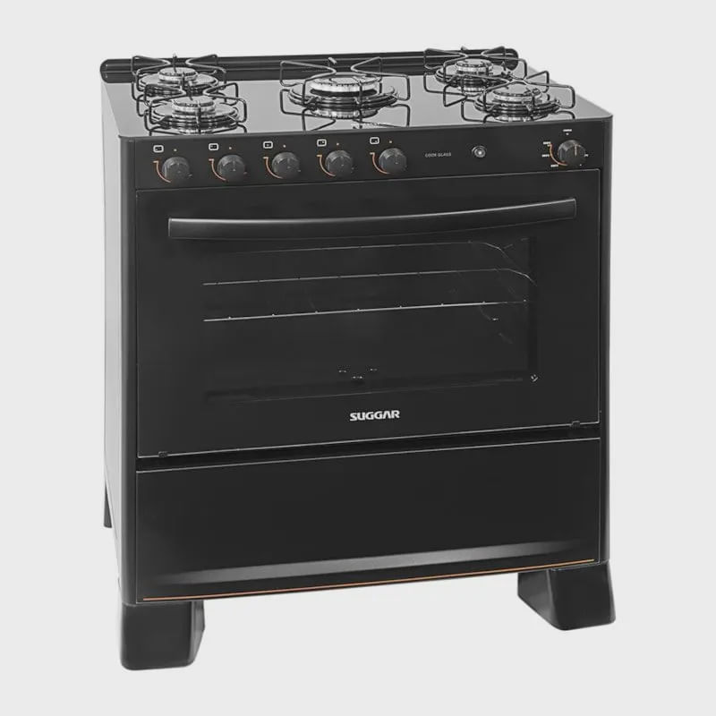 Fogão Suggar Cook Glass 5 Queimadores Preto Fgvcg510pt Bivolt