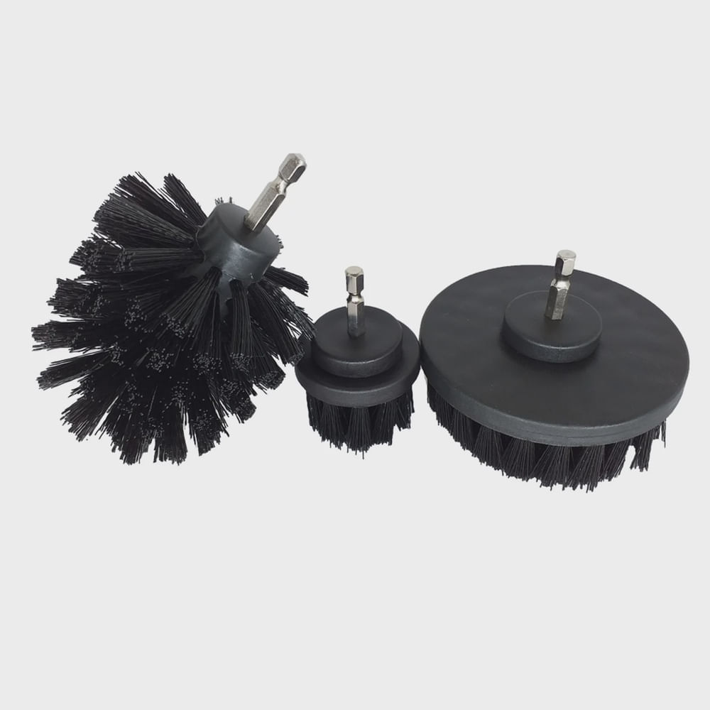 Kit 3 Escovas Agressivas De Limpeza Para Furadeira/Parafusadeira