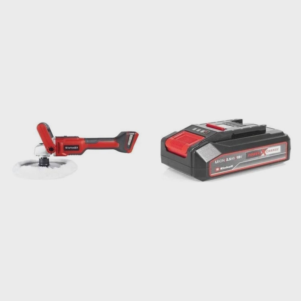 Kit Lixadeira Politriz Ce-cp 18/180 Li e com Bateria Power-x-change 18v 2,5 Ah Li Einhell Preto