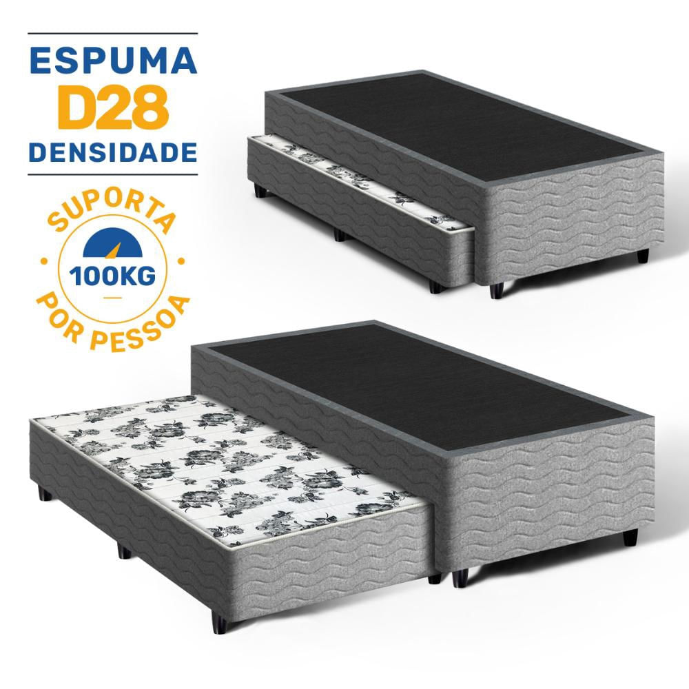 Cama Box com Auxiliar de Espuma Bicama Unique Solteiro 88cm