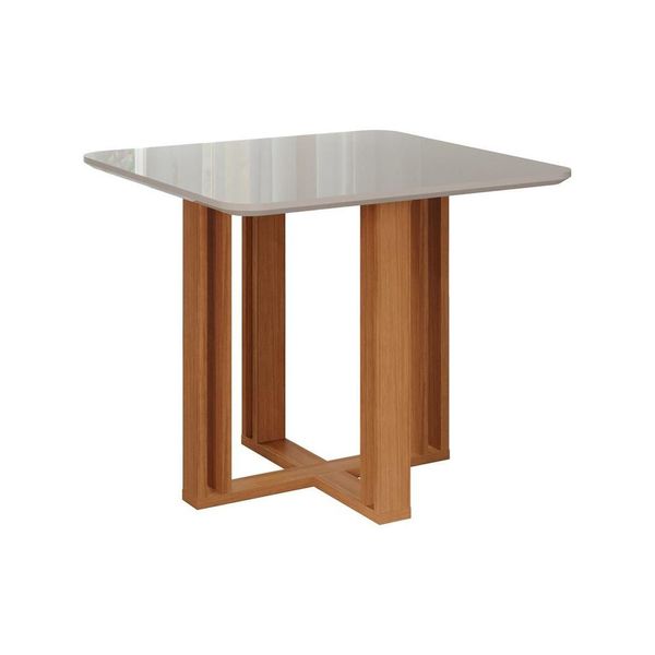Mesa de Sala Jantar Flora c/Tampo Madeirado 94X94cm Nature/Off White - Cimol
