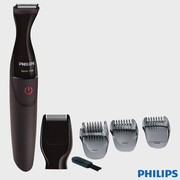 Aparador de Barba Walita Preto Bivolt MG1100/16 DualCut 3 Pentes Uso Seco Lavável Kit Aparador de Pelos Multigroom Philips Uso Seco - MG1100/16