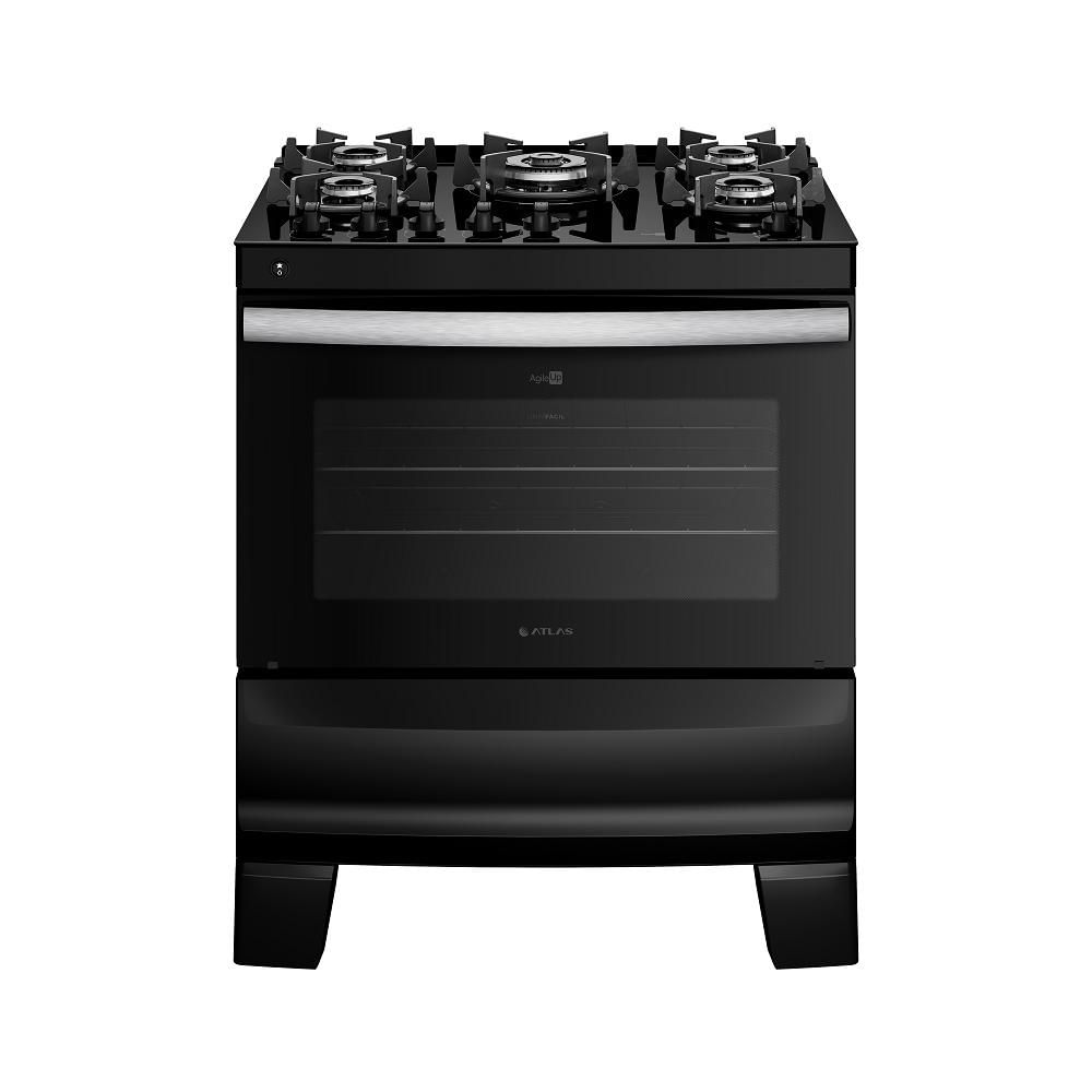 Fogão Atlas 5 Bocas Agile Up Com Mesa de Vidro Preto - Bivolt