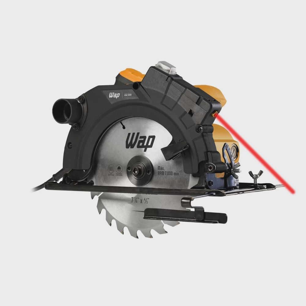 Serra Circular wap esc 1500 Guia Laser e Disco de Corte 1500w 127V
