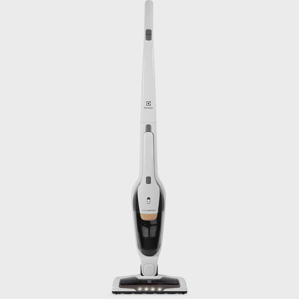 Aspirador de Pó Vertical Electrolux Ergorapido 2 em 1 Branco Luz LED (ERG25B) - até 38 min Filtro hepa Função BrushRollClean 420ml