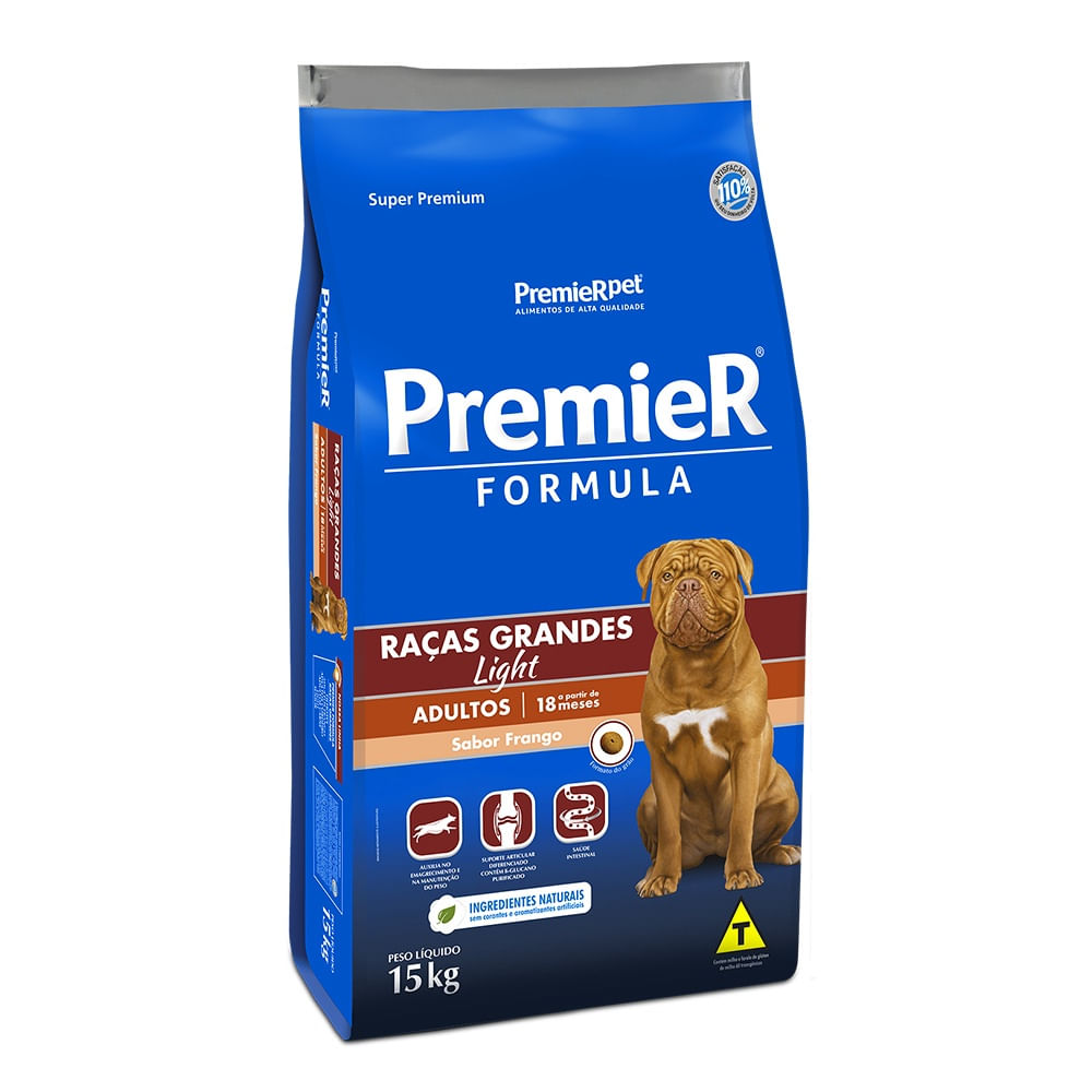 Ração Premier Fórmula Light Cães Adultos Raças Grandes Frango 15kg