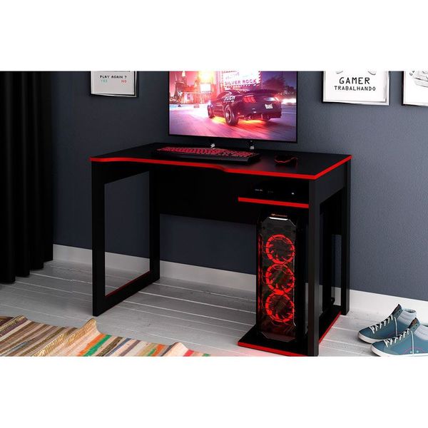 Mesa Gamer Tecno Mobili ME4161 Preto/Vermelho