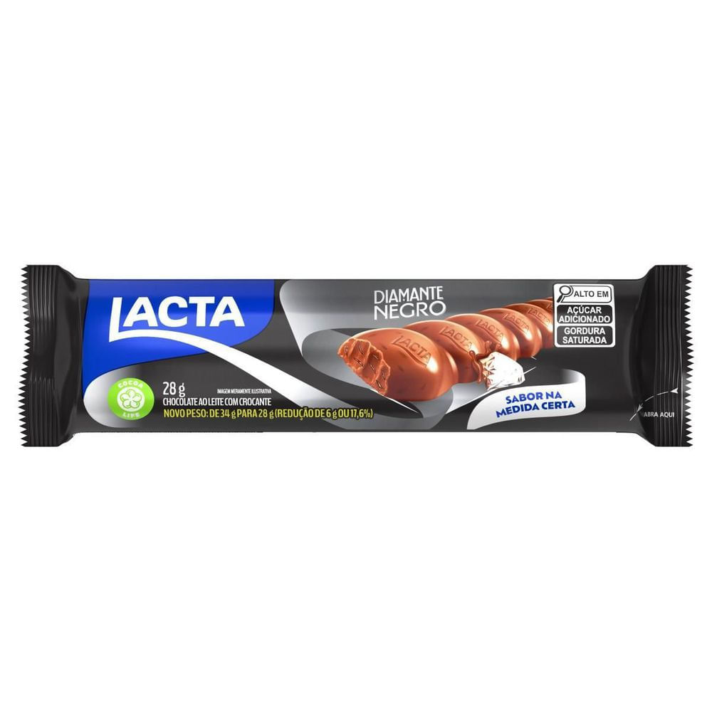 Lacta Barra de Chocolate ao Leite Diamante Negro 28g
