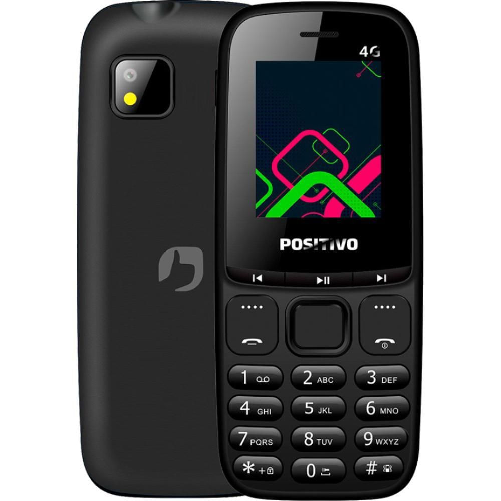 Celular Positivo P26 4G 128MB 48MB RAM Dual SIM Preto Tela 1.8" Rádio FM Lanterna Função Modem
