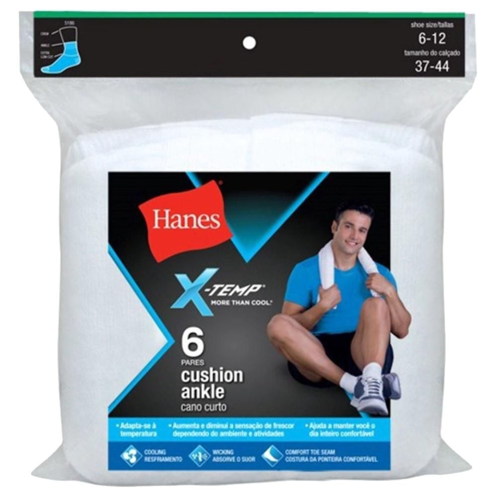 Kit 6 Pares Meia Cano Curto Hanes Algodão Branca