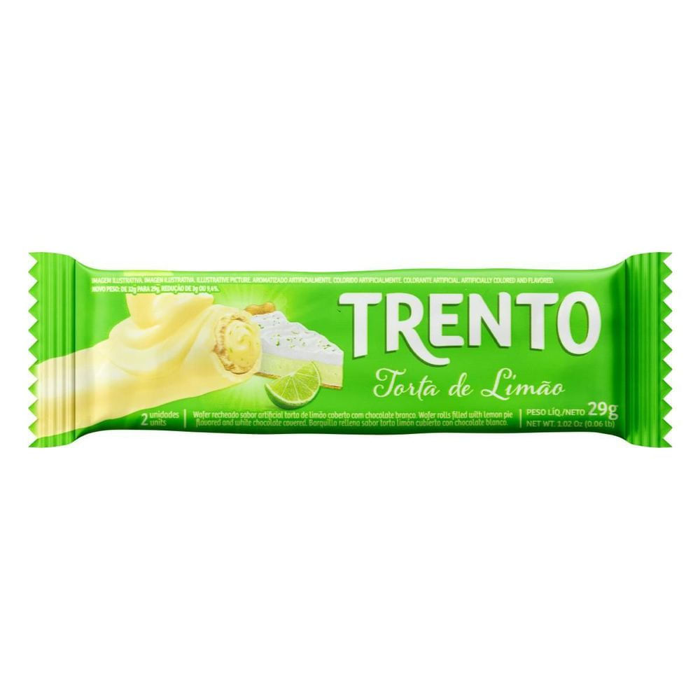 Wafer Torta de Limão Chocolate Branco Trento Peccin 29g Crocante