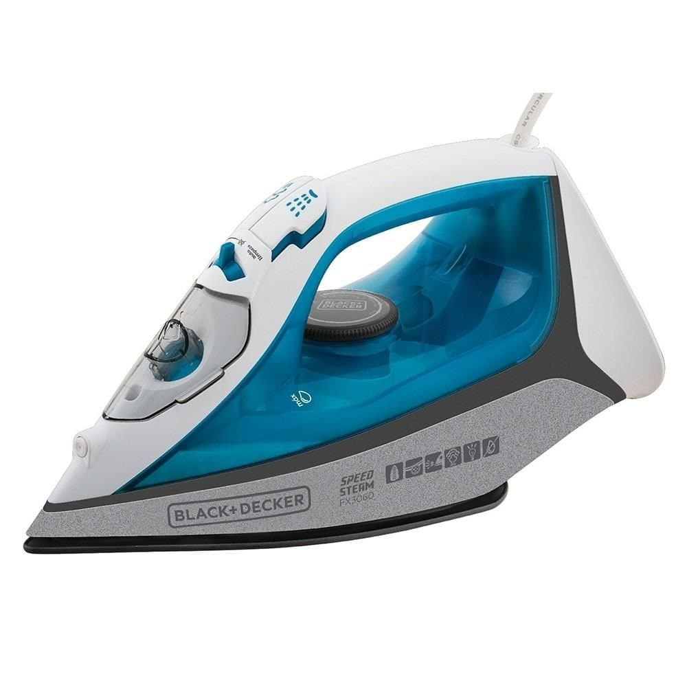 Ferro de Passar a Vapor Black+Decker FX3060 Base Ceramic Gliss Azul 1200W
