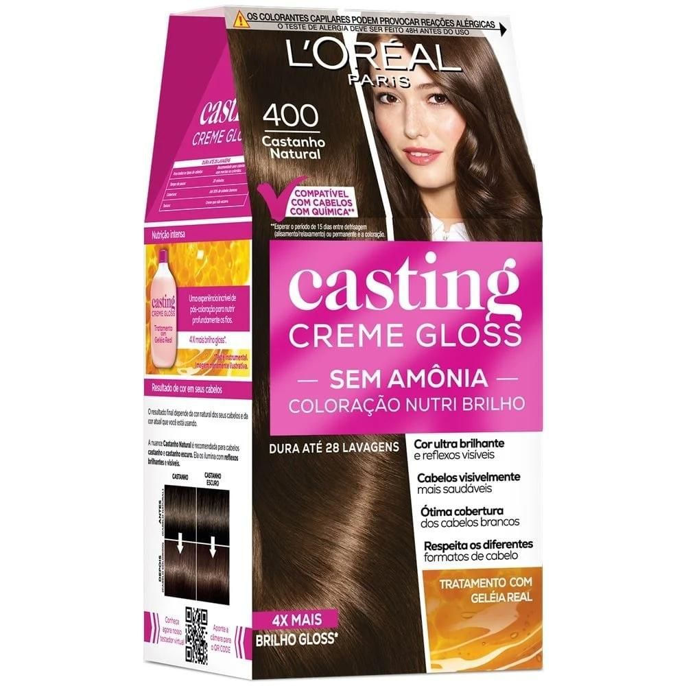 Tonalizante Casting Creme Gloss 400 Castanho Natural 246g L'Oréal Paris Sem Amônia Brilho Intenso