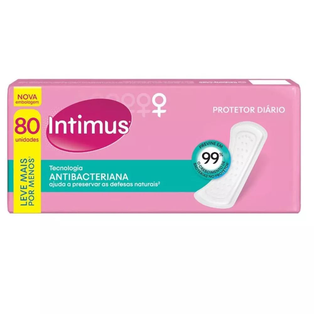 Protetor Diário Higiene Íntima Intimus Tecnologia Antibacteriana 80 Unidades