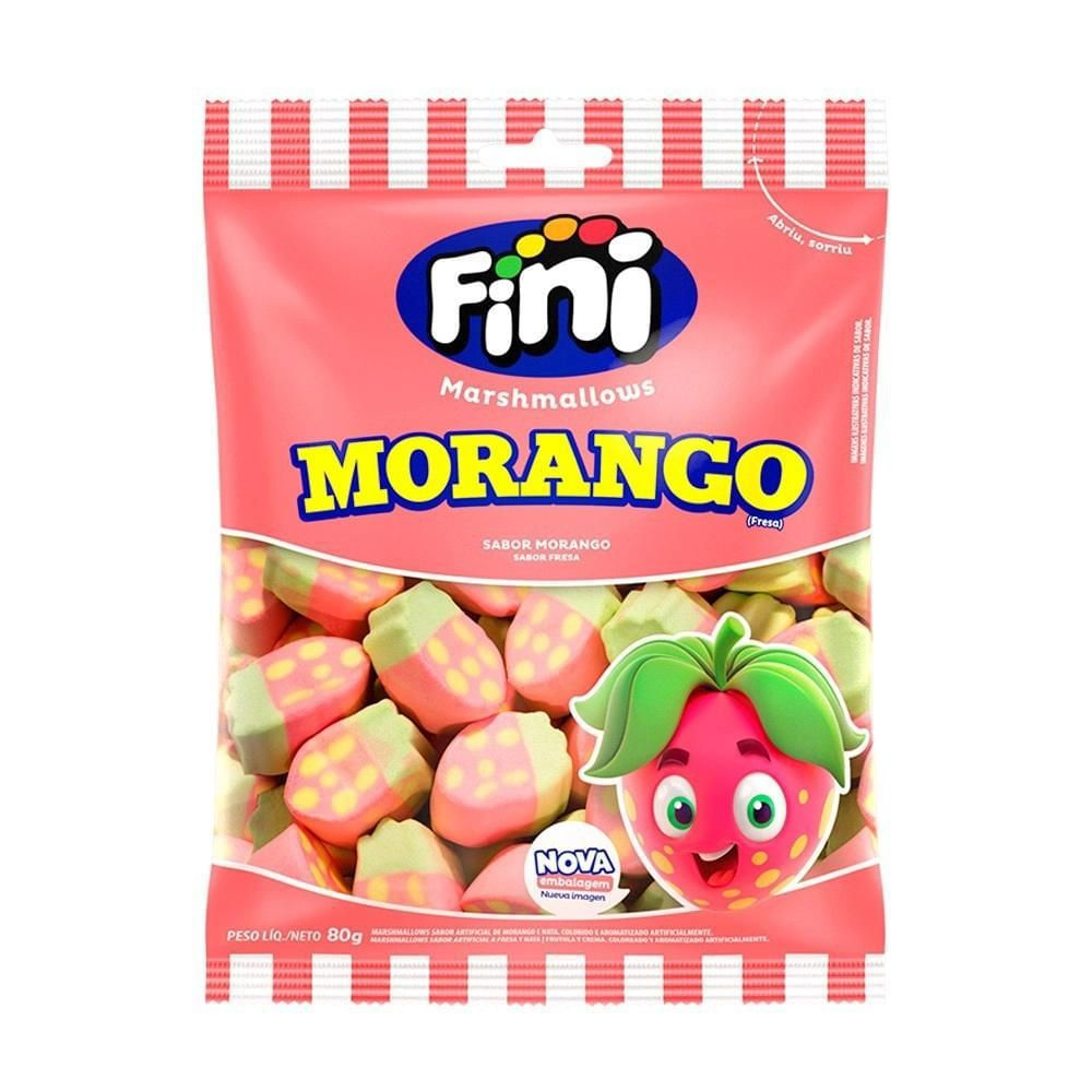 Marshmallow Morango Baunilha Fini 80g Sem Glúten