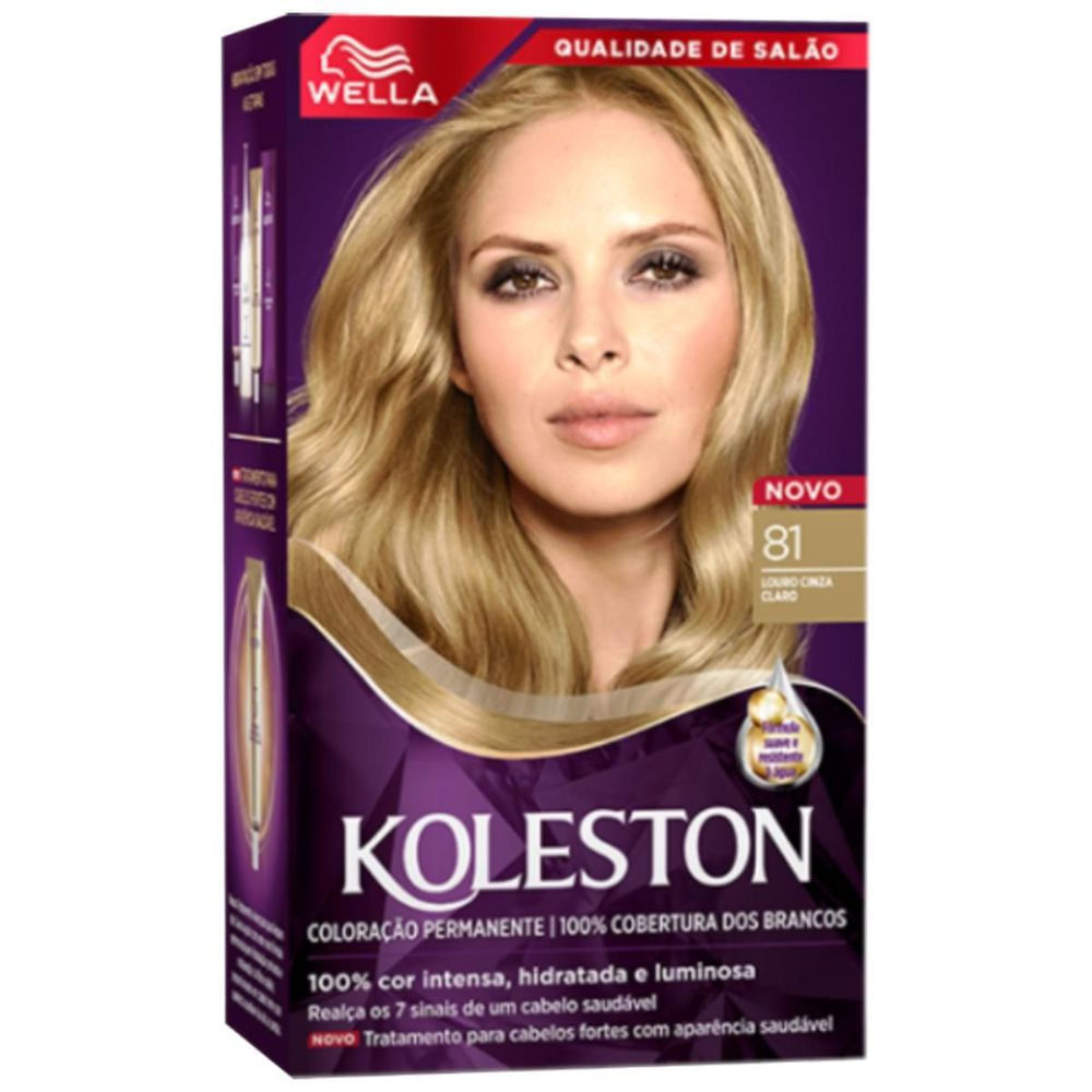 Coloração Creme Louro Cinza Claro 81 Koleston Kit 100% Cobertura Brancos Tecnologia Plex