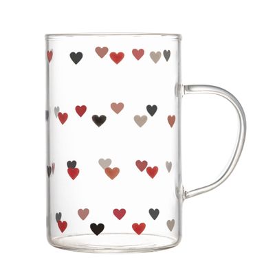 Caneca Vidro Borossilicato 280ml Lyor Love Resistente ao Calor