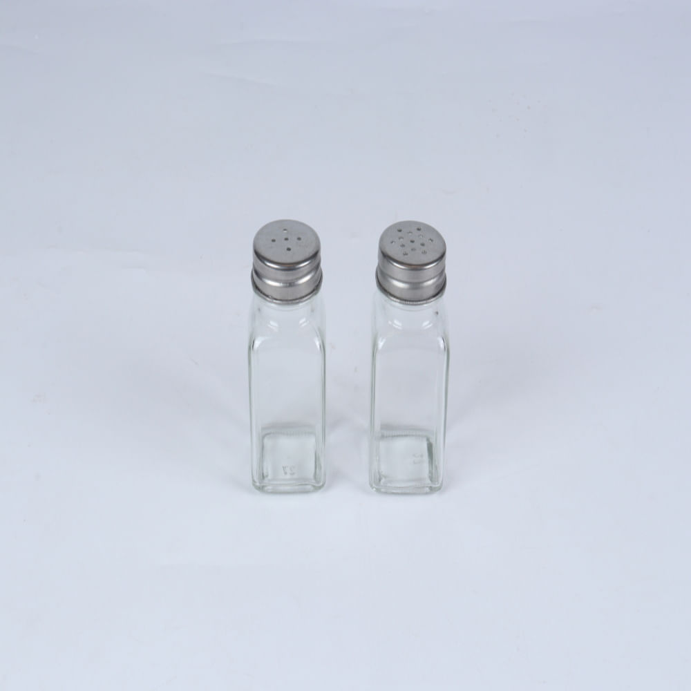 Conjunto Saleiro e Pimenteiro Vidro 100ml Casual Home Tampa Inox
