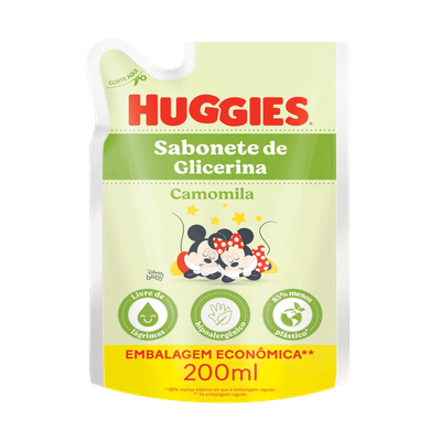 Sabonete Líquido Hipoalergênico Huggies Camomila Refil 200ml Recém-Nascido
