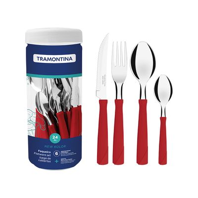 Faqueiro com Cabo de Polipropileno Tramontina New Kolor 24 Peças Vermelho