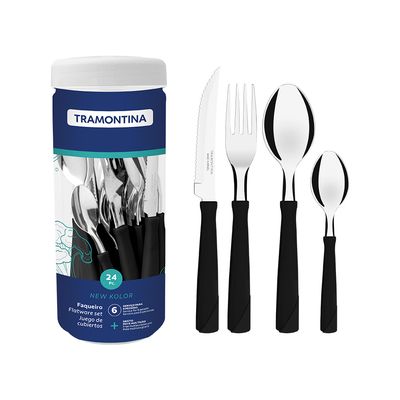 Faqueiro com Cabo de Polipropileno Tramontina New Kolor 24 Peças Preto