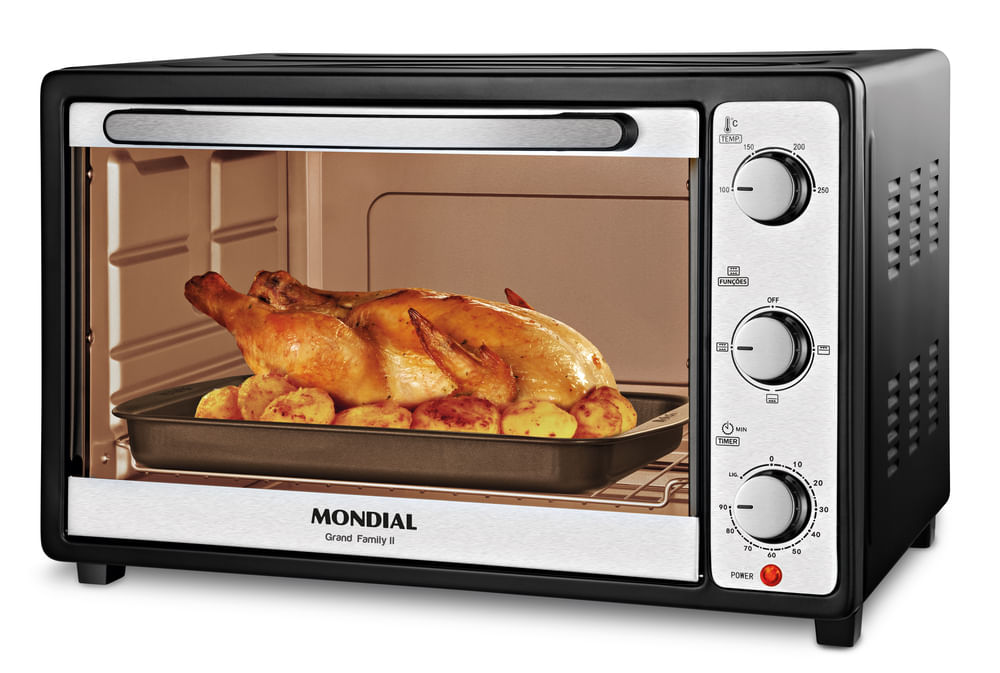 Forno Elétrico Mondial Grand Family II 52L 1800W 110V Preto e Inox