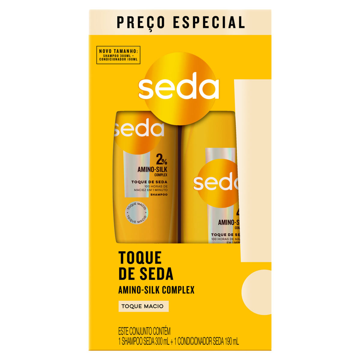 Kit Shampoo e Condicionador Hidratante Seda Toque de Seda 300ml + 190ml