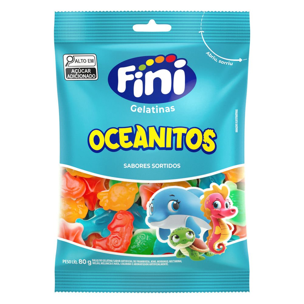 Bala de Gelatina Oceanitos Fini 80g Sem Glúten