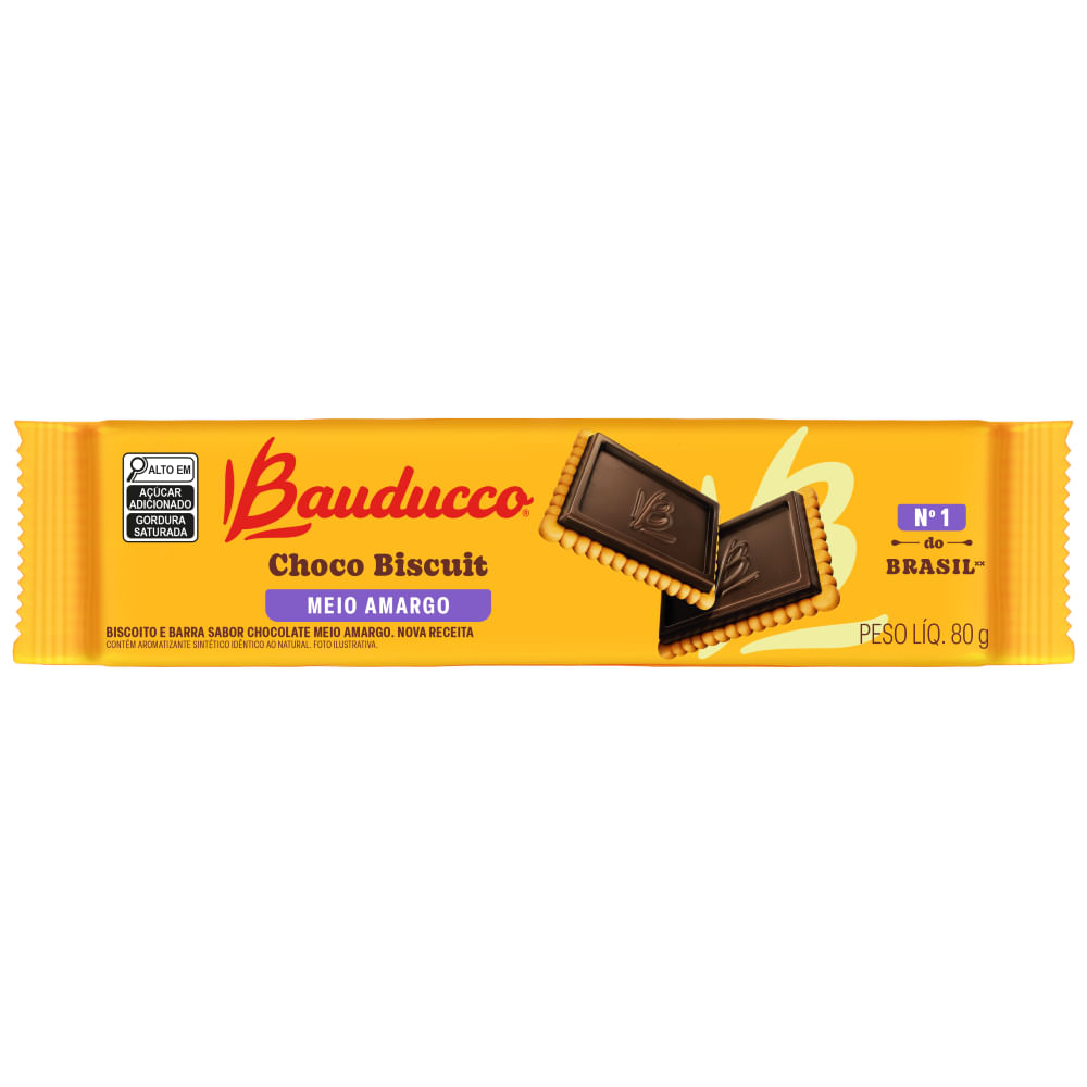 Biscoito Doce Choco Biscuit Meio Amargo Bauducco 80g Crocante