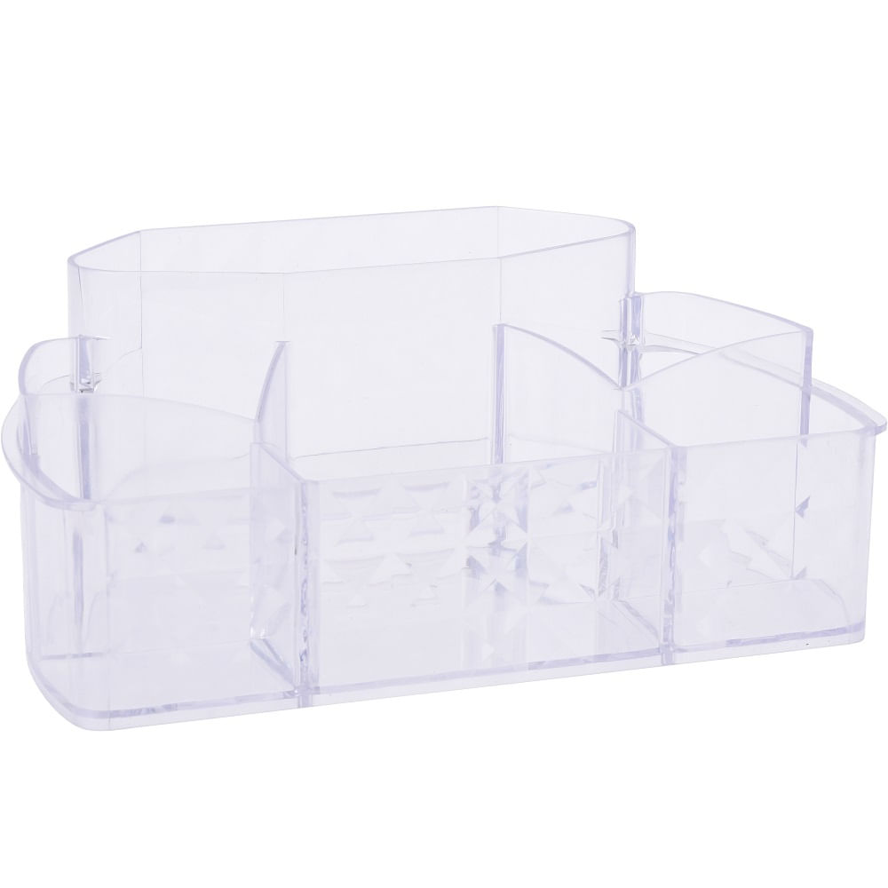 Organizador de Maquiagem Acrílico 24,5x15,5x10cm Casual Home com Divisórias Transparente