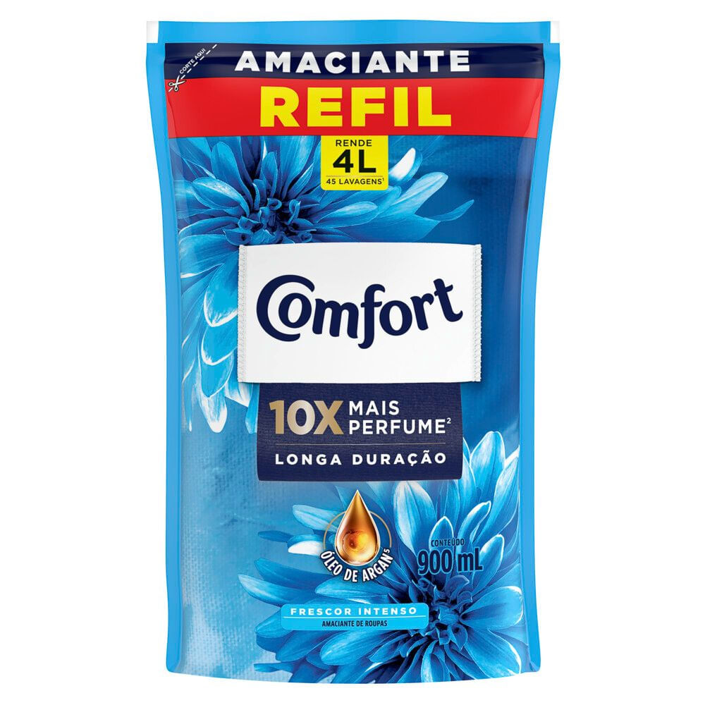Amaciante Concentrado Comfort Frescor Intenso Líquido Refil 900ml