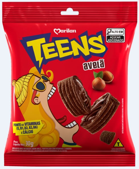 Biscoito Recheado Avelã Marilan Teens 30g Crocante