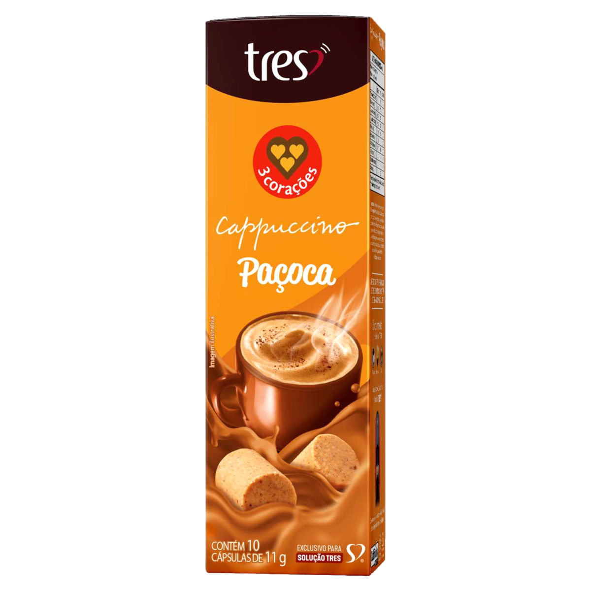 Cápsula Cappuccino Paçoca Três Corações 110g 10 Unidades Sem Glúten