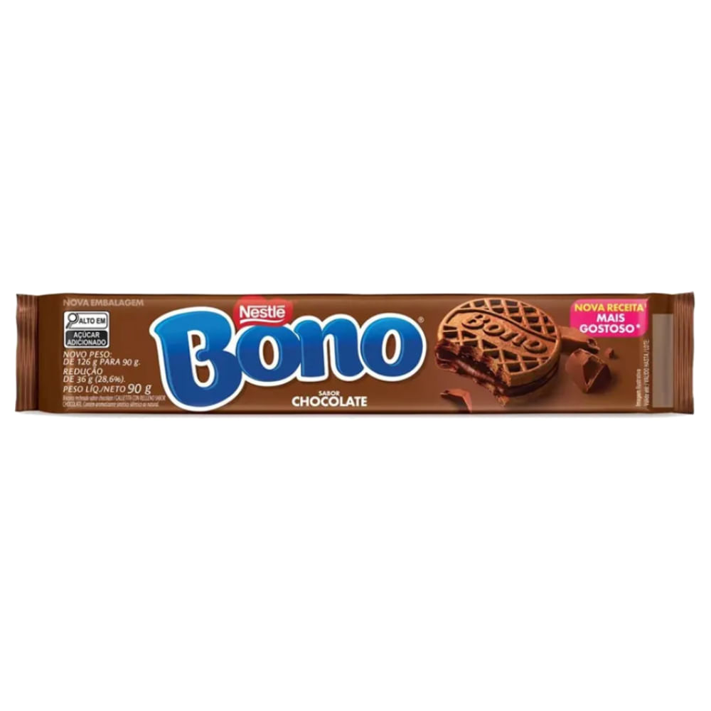 Biscoito Recheado Chocolate Bono Nestlé 90g Crocante