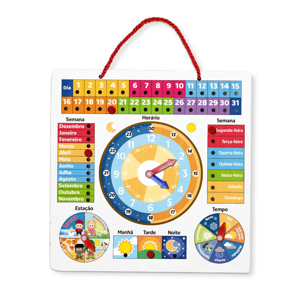 Quadro Multiatividades Didático de Madeira DM Toys Brincando e Aprendendo 37cm Colorido