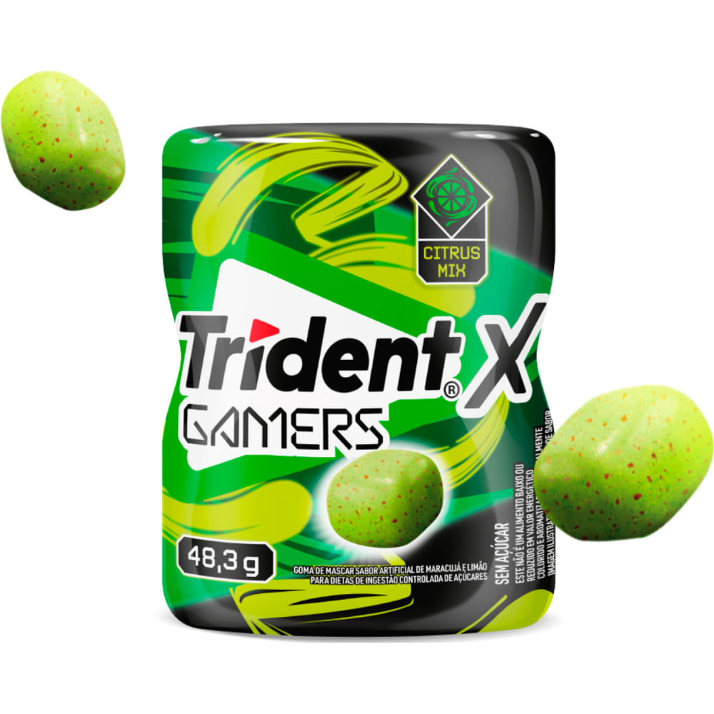 Goma de Mascar Citrus Mix Trident X Gamers 48,3g Sem Açúcar