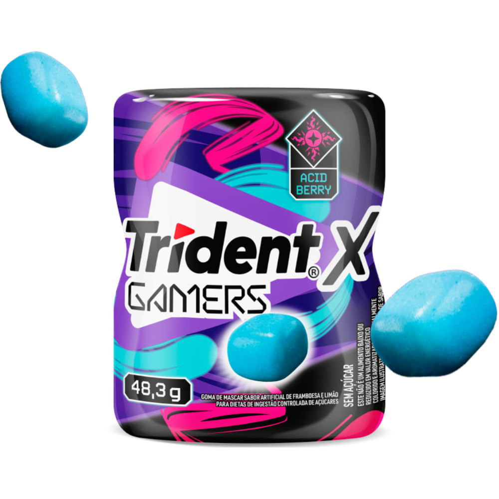 Goma de Mascar Acid Berry Trident X Gamers 48,3g Sem Açúcar
