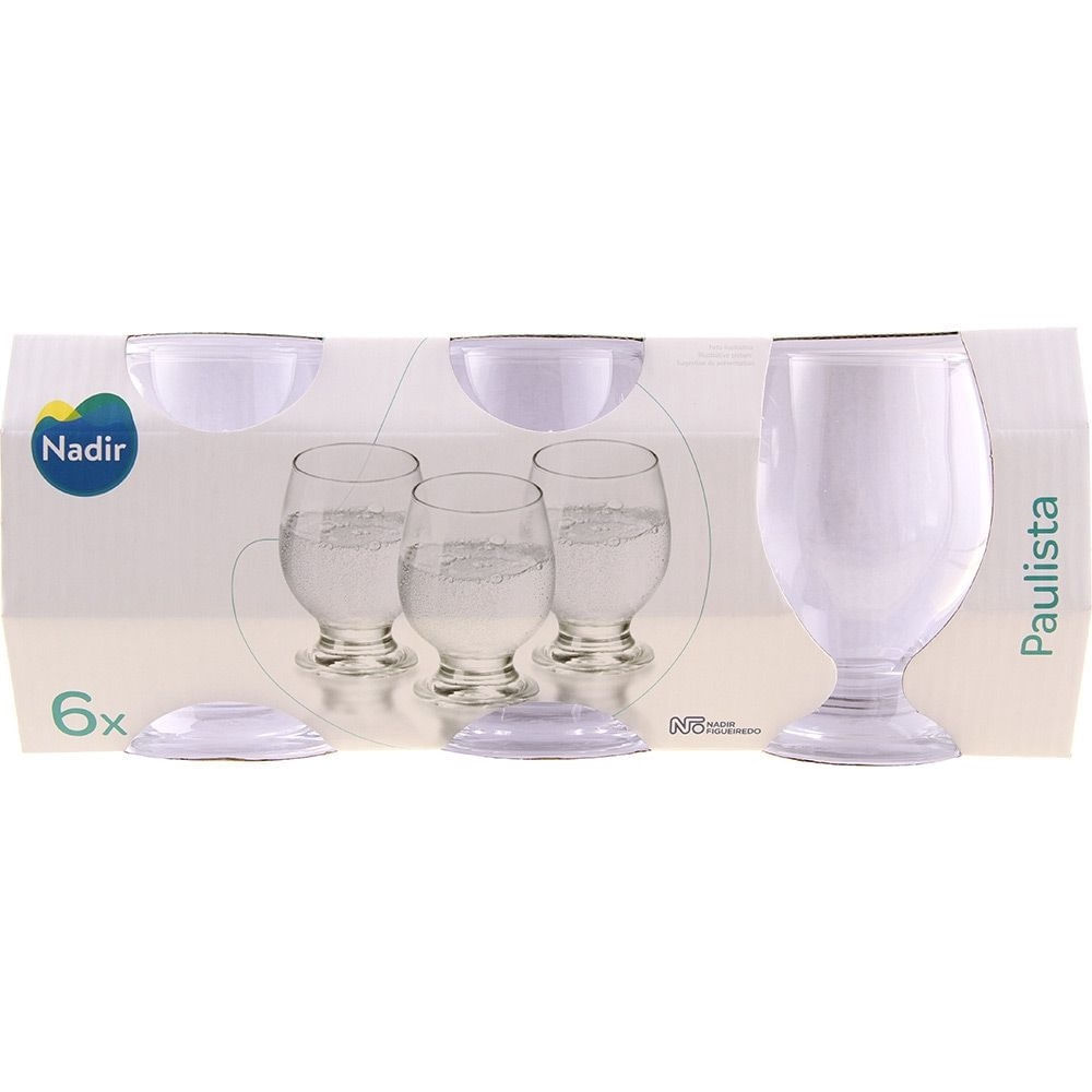 Jogo de Taças Paulista Vidro Nadir 250ml 6 Peças Transparente