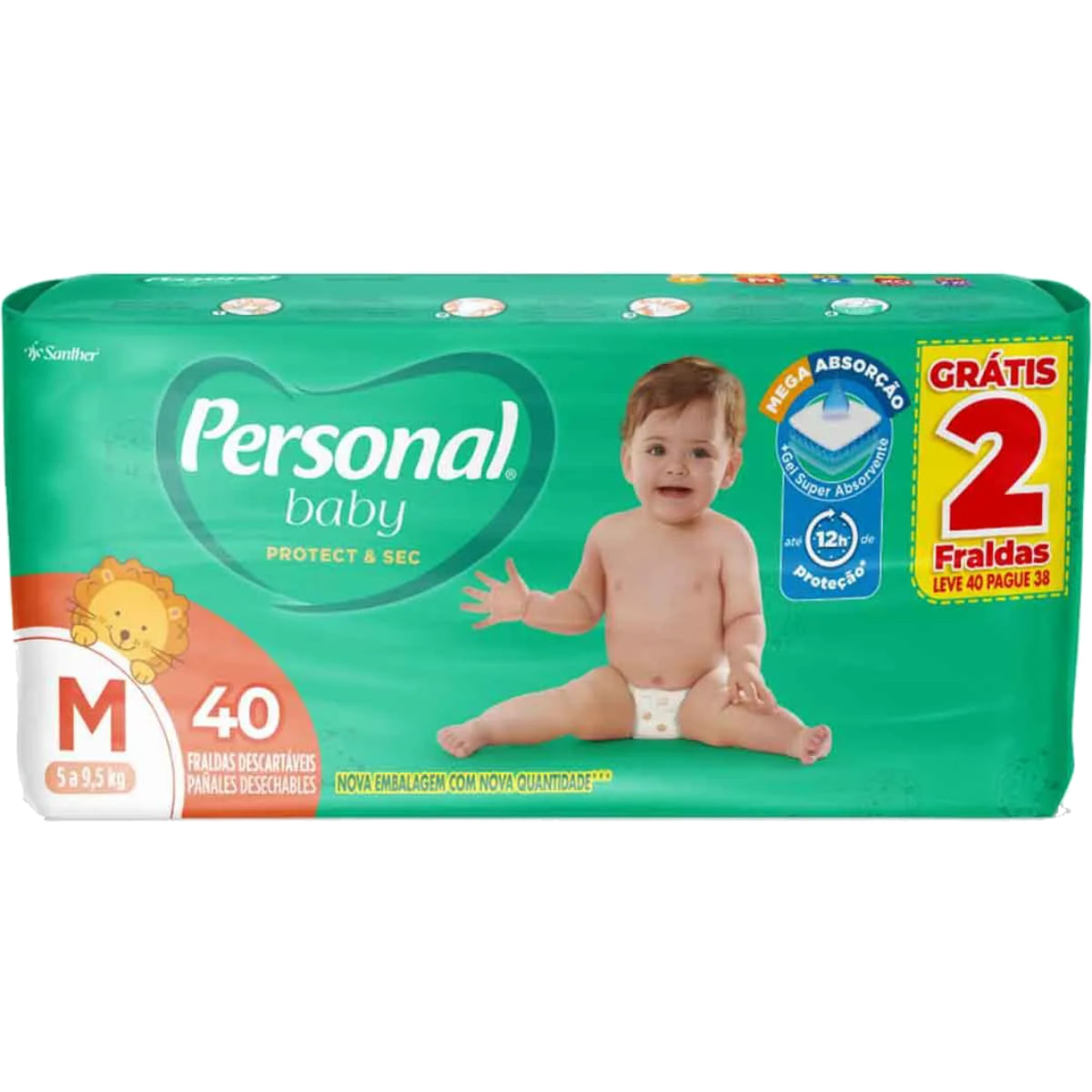 Fralda Descartável Extra Absorção Personal Protect & Sec M 40un