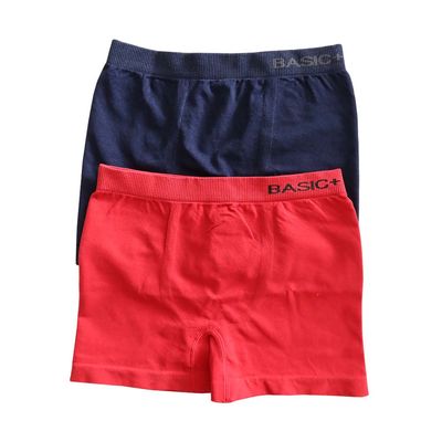 Kit Cuecas Boxer Infantil Masculino Basic+ Poliéster Azul Marinho e Vermelho