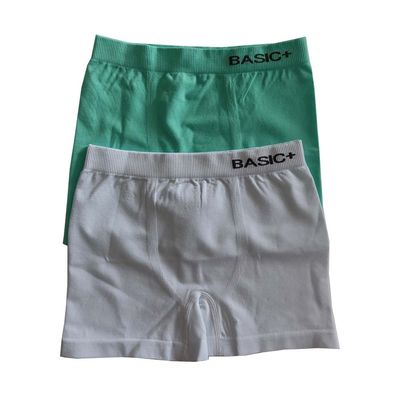 Kit 2 Cuecas Boxer Infantil Masculino Basic+ Poliéster Branco e Verde