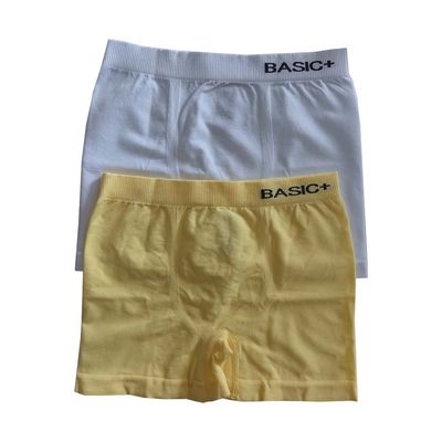 Kit Cuecas Boxer Infantil Basic+ Poliéster e Elastano Branco e Amarelo