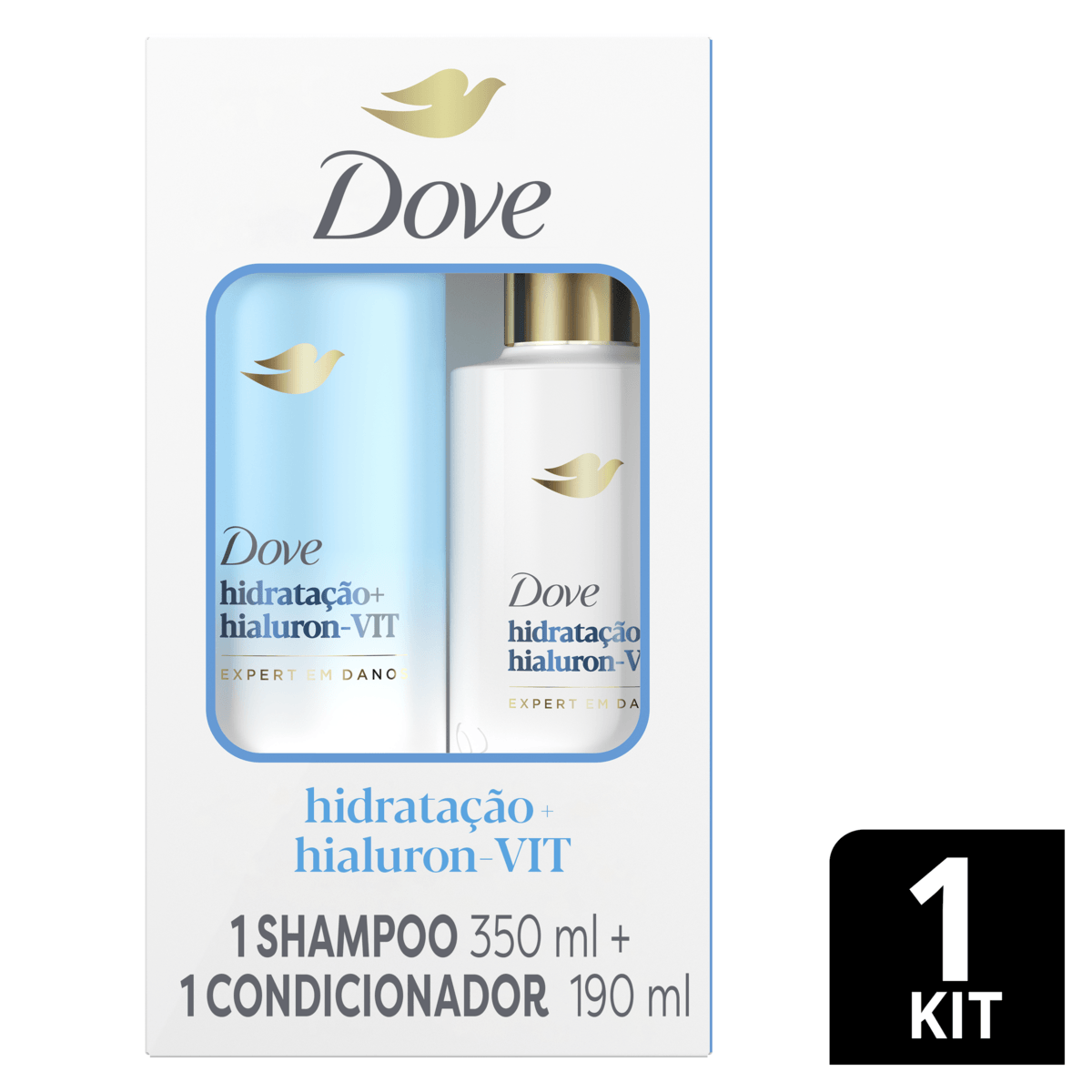 Kit Shampoo e Condicionador Hidratação 350ml+190ml Dove Hialuron-VIT