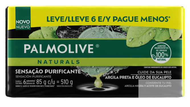 Sabonete em Barra Purificante Palmolive Naturals Argila e Eucalipto 6 Unidades 85g