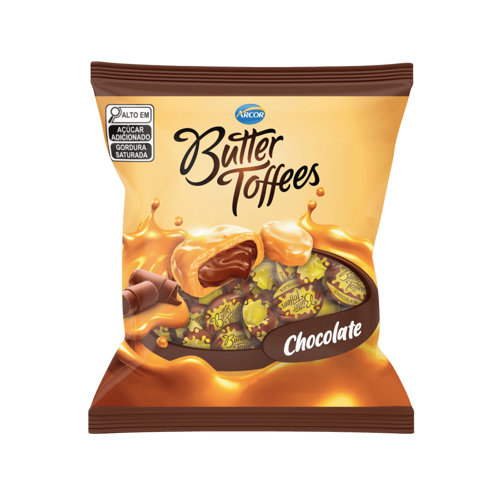 Bala Butter Toffees Chocolate Arcor 90g Caramelo Recheado