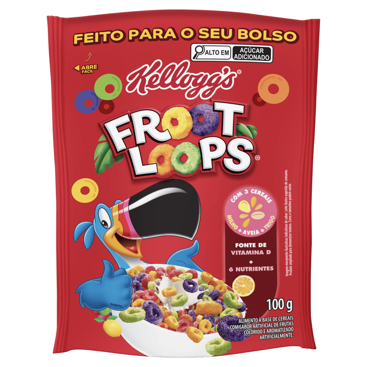 Cereal Matinal Froot Loops Kellogg's 100g Sachê Crocante