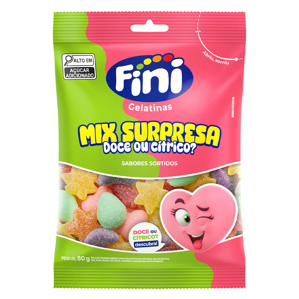 Bala de Gelatina Mix Surpresa Fini 80g Sem Glúten